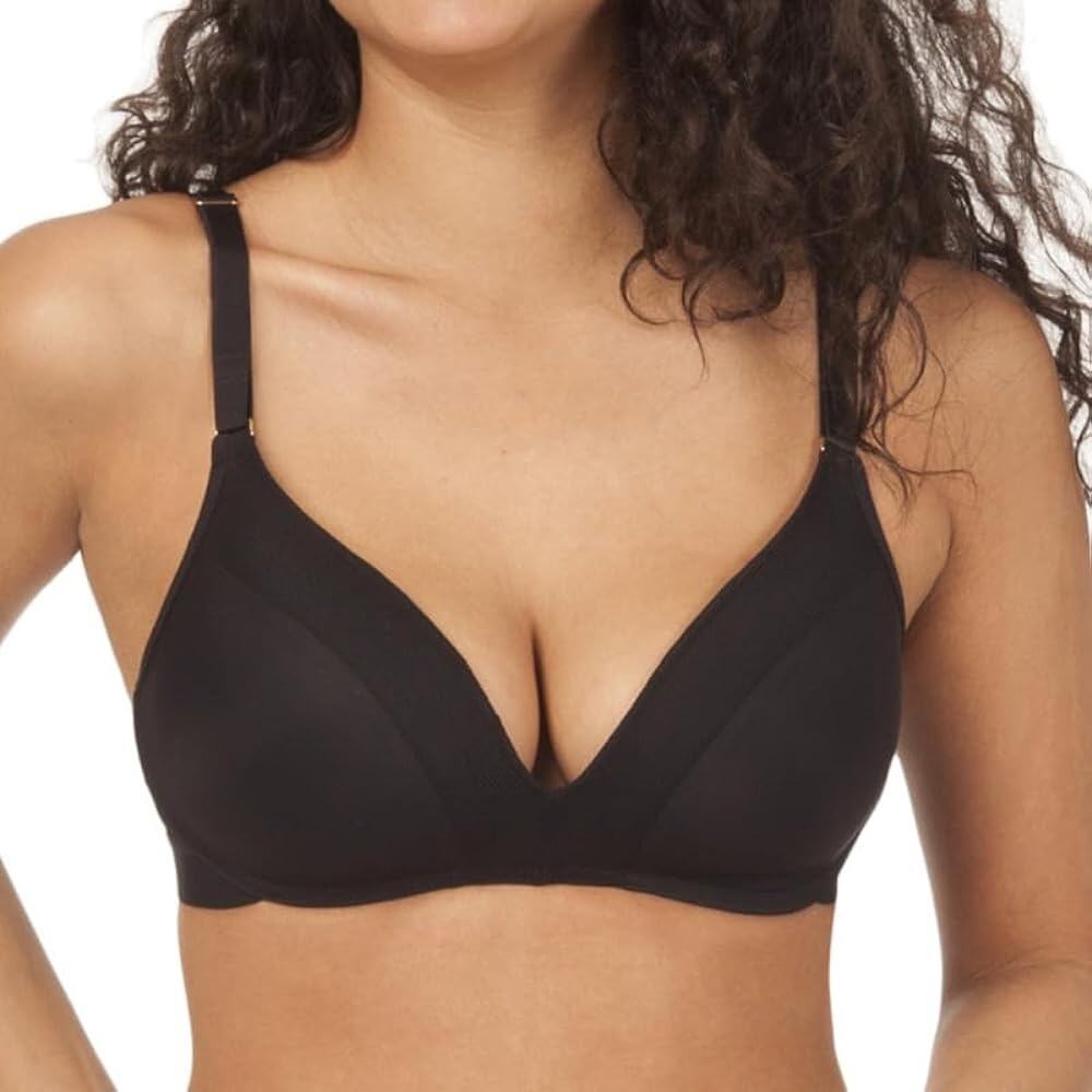Lively Black No Wire Deep V Lightly Lined Push Up Bra Size 38D